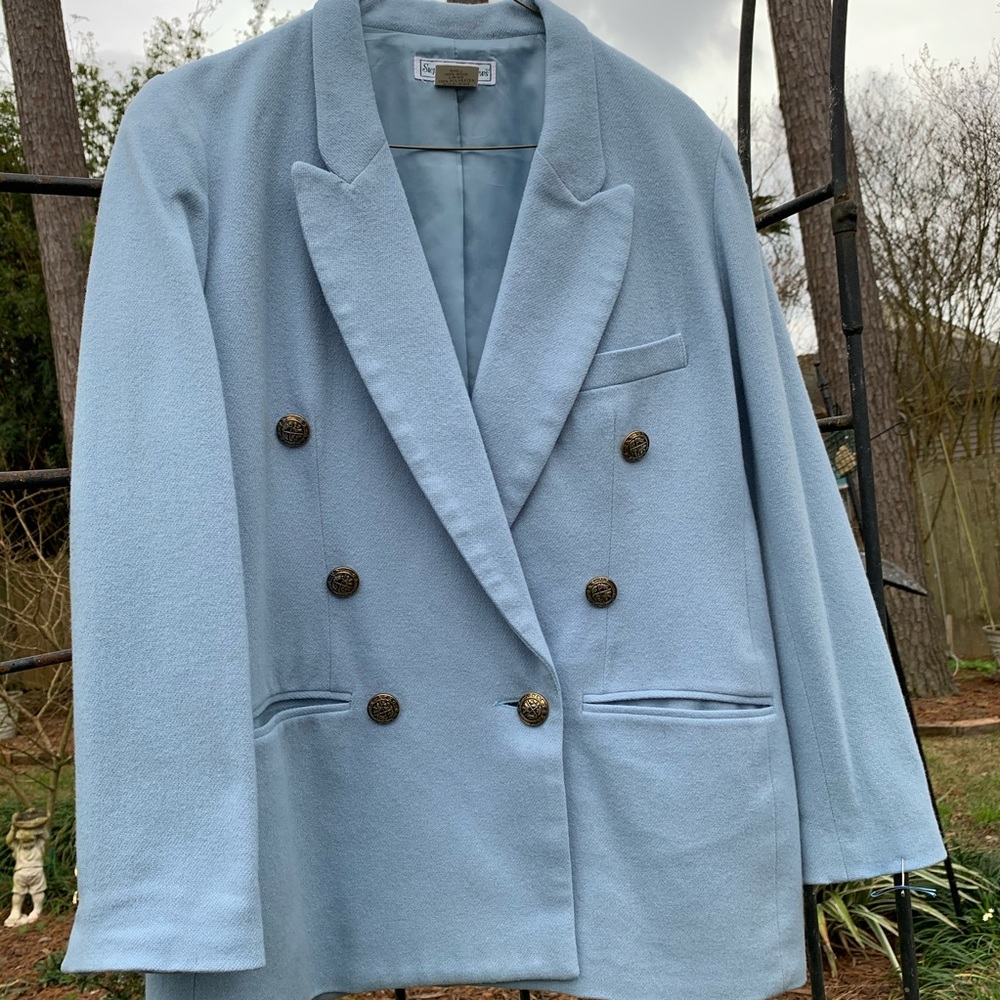 VINTAGE 💼 Sky blue wool double breasted blazer